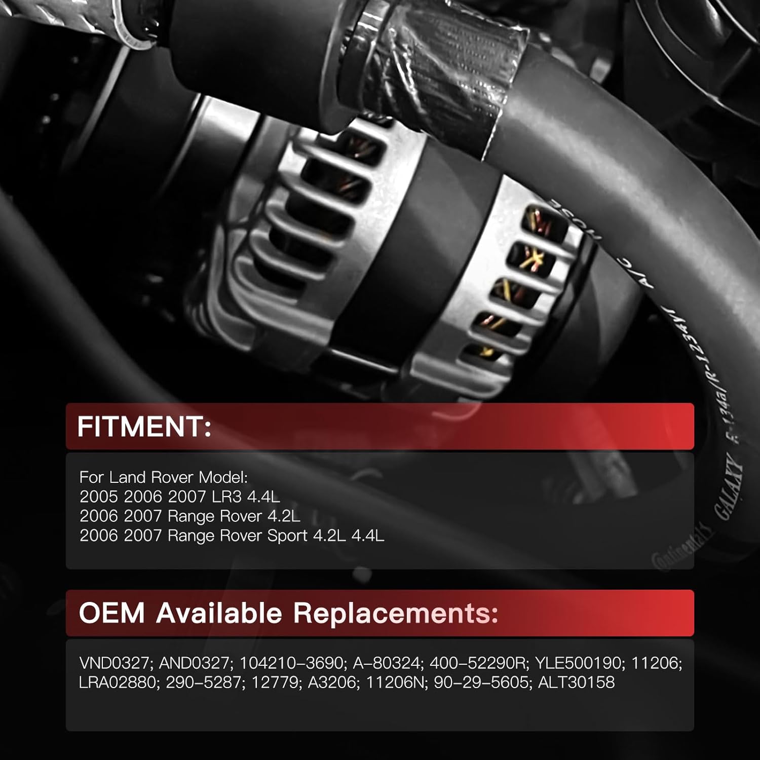 Alternator Stable High Output Fit for 2006-2009 for Land Rover for Range Rover Sport (V8 4.4L Alternator Rebuild Kit Replace 11206