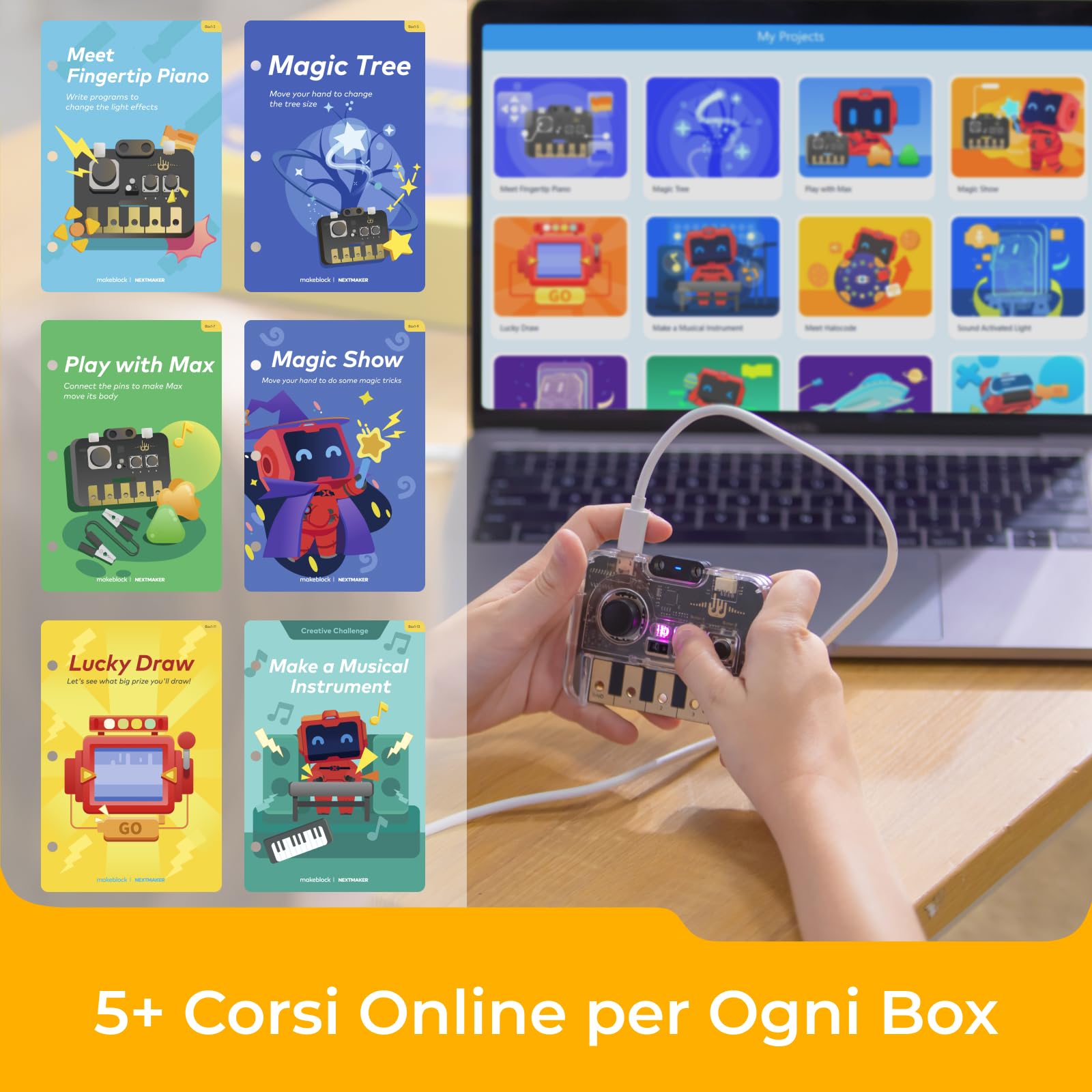 Makeblock NextMaker Kit STEM (Box 1-3) per bambini dagli 8 anni in su, Kit di giocattoli educativi per il coding, kit regalo per i bambini per imparare l'elettronica di programmazione e ingegneria