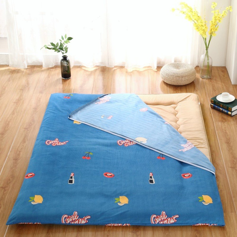 Cama tatami de piso de 90x200cm con falda colcha de algodón lavable gris
