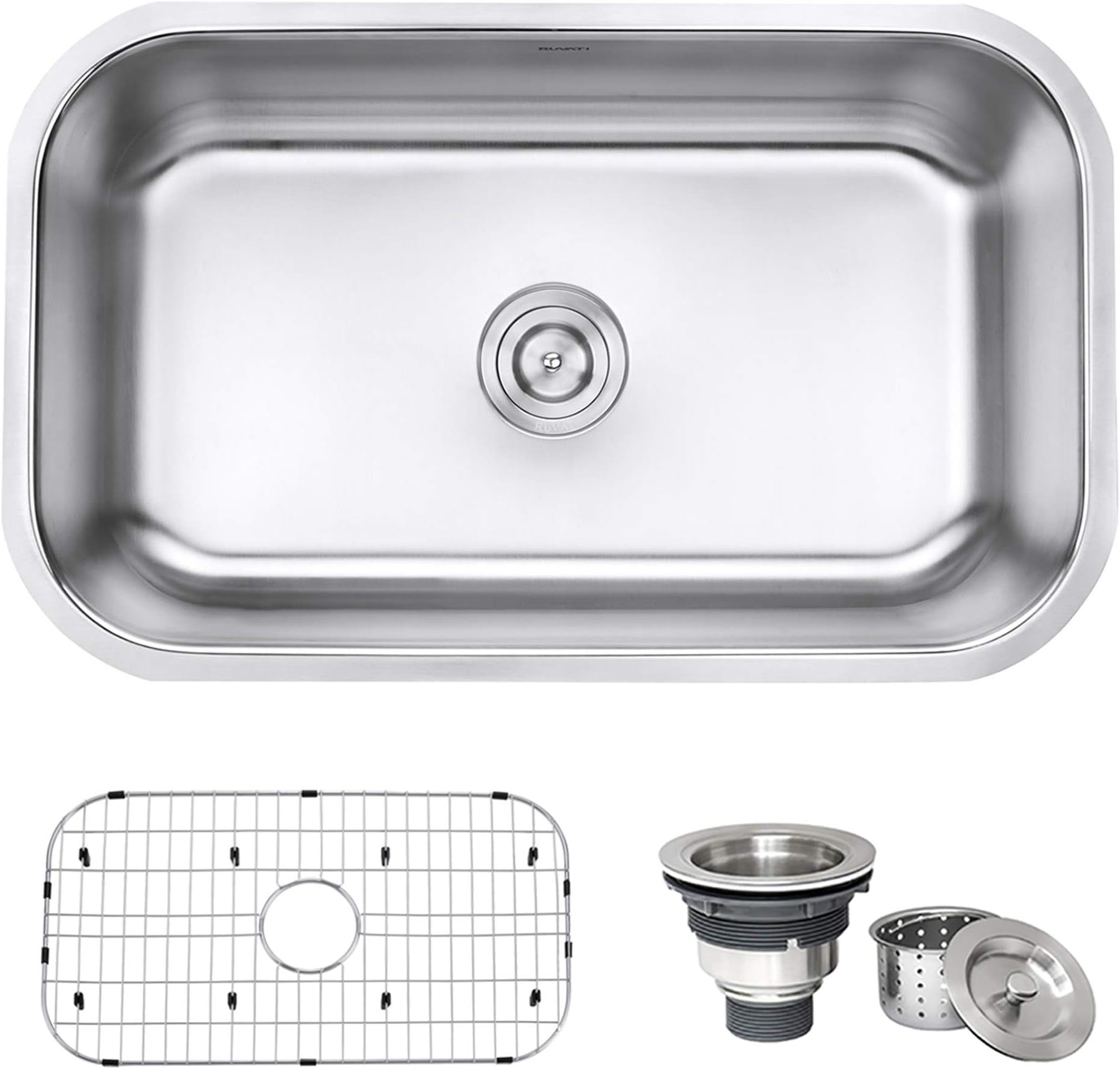 30-inch Undermount Kitchen Sink Single Bowl - 16 Gauge Stainless Steel Kitchen Sink with Brushed Finish hides scratches - Easy-to-Clean Single Bowl Undermount Sinks - RVM4250