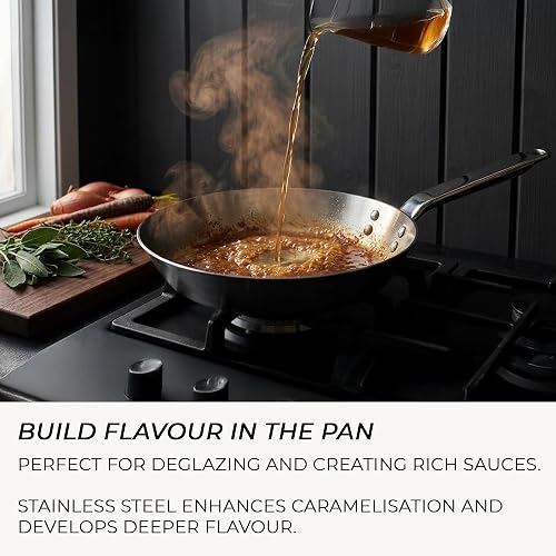 Samuel Groves 26cm Stainless Steel Frying Pan - Tri-Ply Fully Clad, PFAS-Free, Induction, Gas & Oven Safe - Professional Uncoated Skillet - Made in UK Since 1817 - Britain's Oldest Cookware Brand - 6