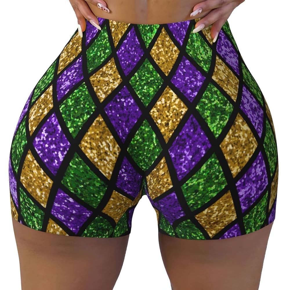 Novastar Seamless Workout Shorts Women - Mardi Gras Shiny