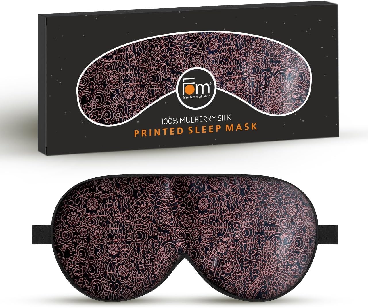 Samadhaan 100% Mulberry Silk Eye Mask for Sleeping | Sleep Mask for Side Sleepers | Adjustable Strap | Breathable Shade Cover | Blackout Silk Eye Sleeping Mask | Flight Essential | Red Print