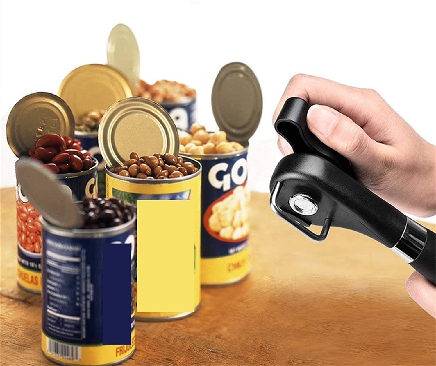 Dosenöffner Dosenöffner Manueller Dosenöffner Edelstahl Dosenöffner Sicherheit Handbetätigtes Küchenwerkzeug Seitenschnitt Easy Grip Dosenöffner (Color : K1 Black) (K1 Black)