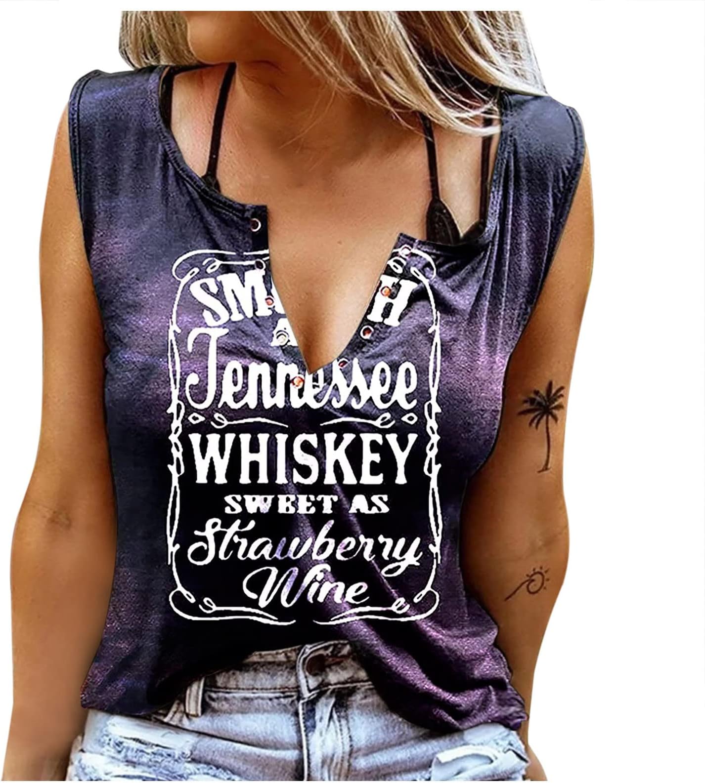 AMhomelyVest Tops Women UK Casual Spring Summer Tops Loose Sleeveless Y2K Camisole Blouse Letter Printing V-Neck Tank Tops Tees Blouse Basic Cami Shirts Going Out Tunic Ladies Outfits