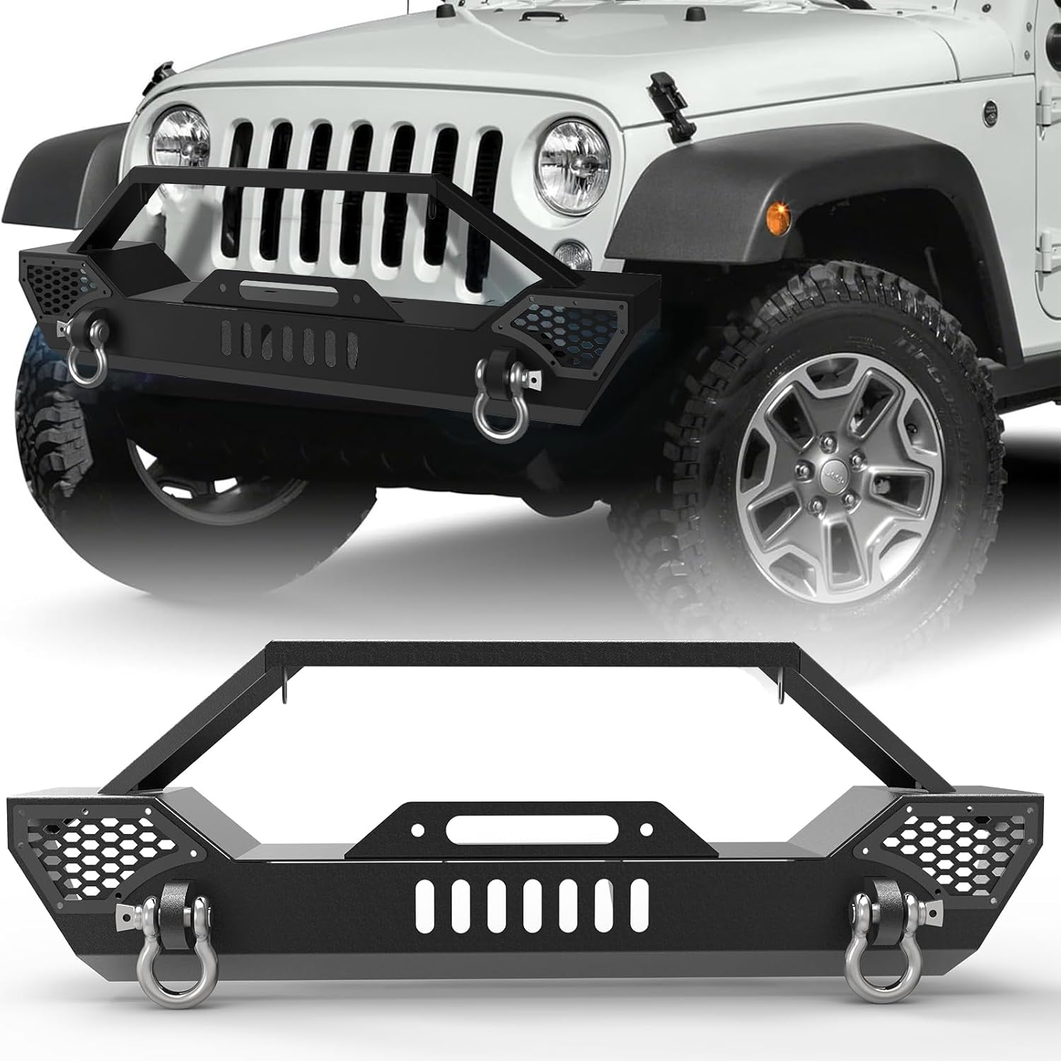Front Bumper Compatible with 20072018 Jeep Wrangler JK