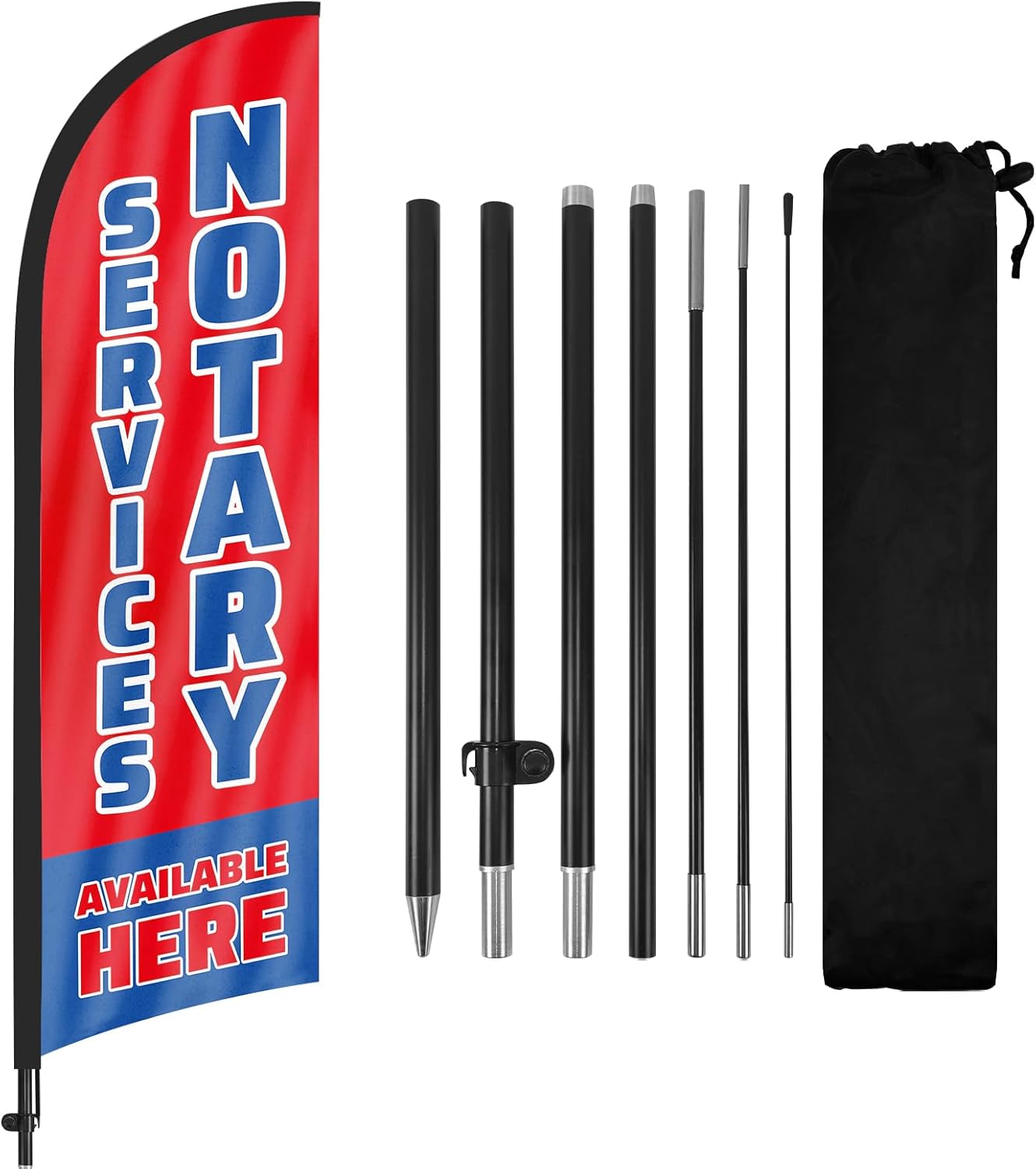 Notary Services Available Here Advertising Swooper Flag, Notary Services Available Here Feather Flag with Pole and Ground Stake 8Ft, Advertising Feather Banner Sign for Notary Services Available Here