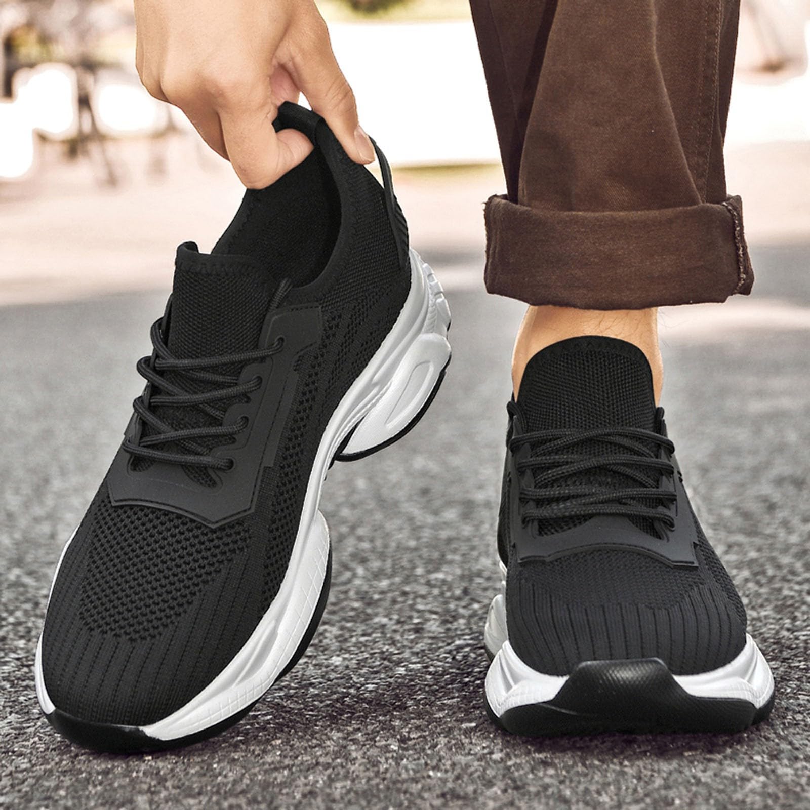 Elevate - Scarpe da uomo Elevator, regolabili in altezza, invisibili, con plateau, casual, in rete, traspiranti, per camminare