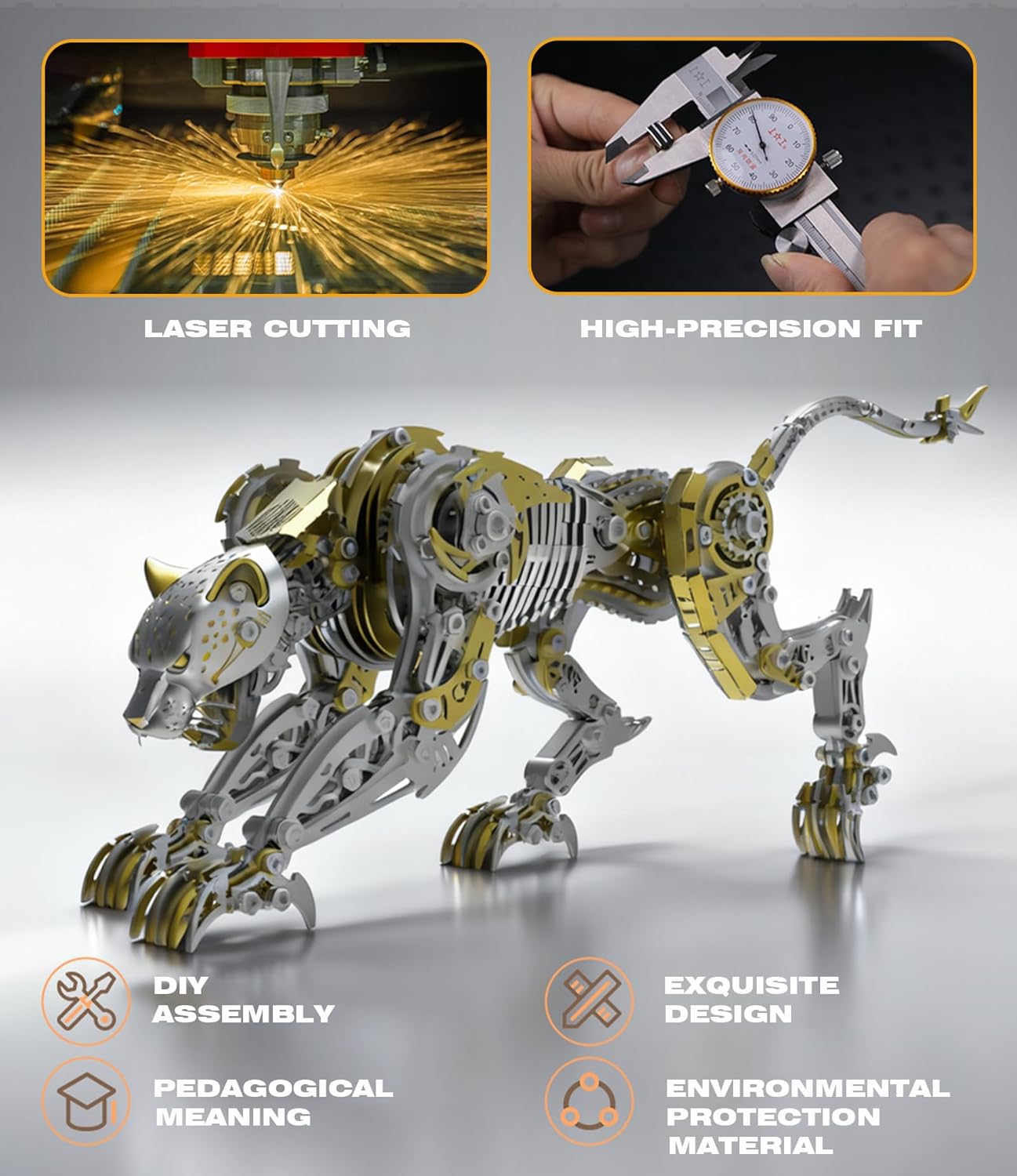 3D Metal Puzzle for Adults,Cheetah Puzzle Building Set，3D Metal Model Kit, Brain Teaser Puzzles DIY Assembling for Stress Relief - A Collectible Gift for a Man