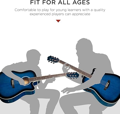 Miniatura 6 de Best Choice Products Juego de iniciación de guitarra eléctrica acústica para principiantes, 41 pulgadas con diseño de corte de madera, funda de
