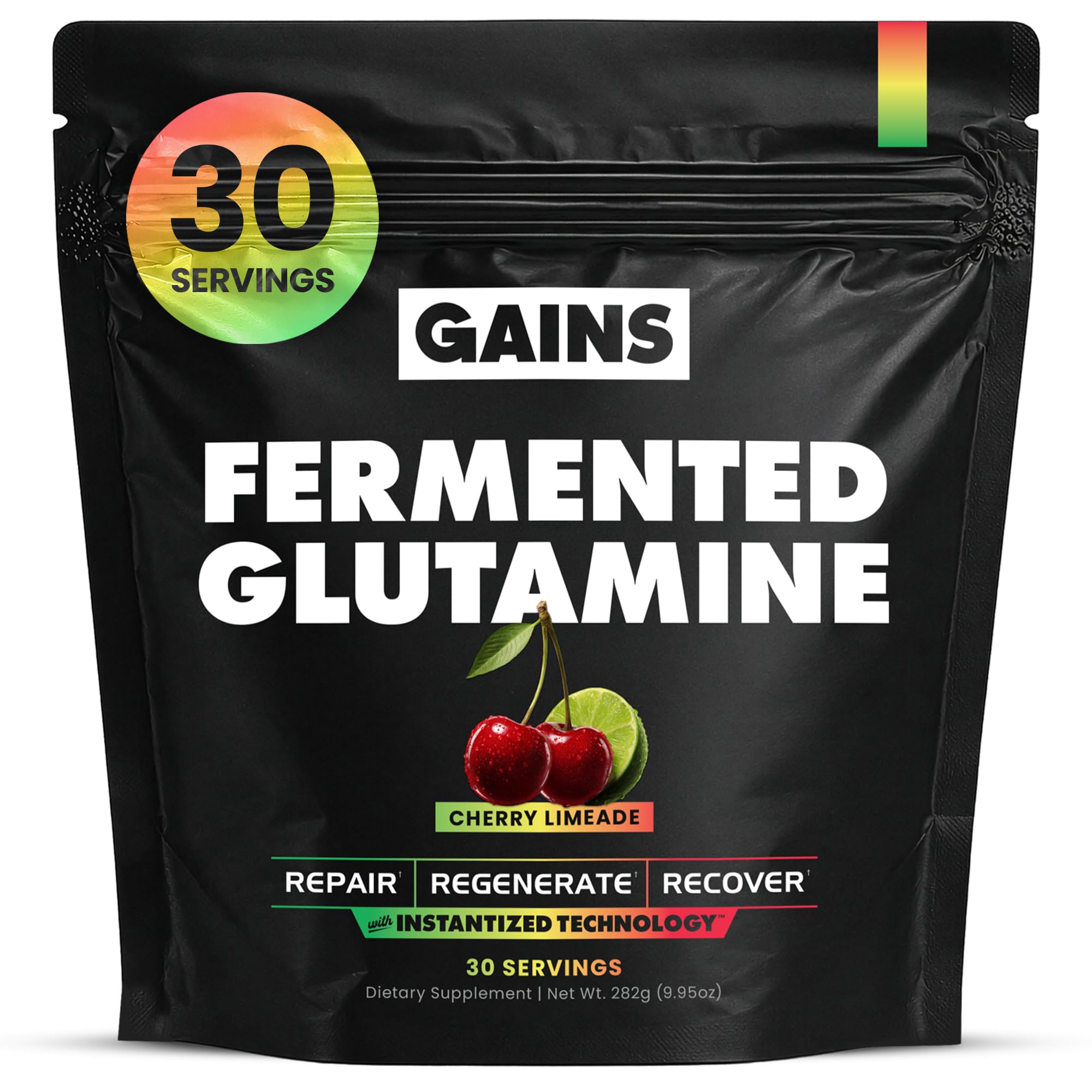 Gains in Bulk L-Glutamine Powder, Cherry Limeade, 30 Servings