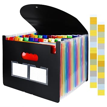 ELECLAND 24 Pockets Expanding File Folders Portable Accordion File Organizer Plastic Pocket Folders for Documents A4 Paper Desktop File Organizer Expandable Cover