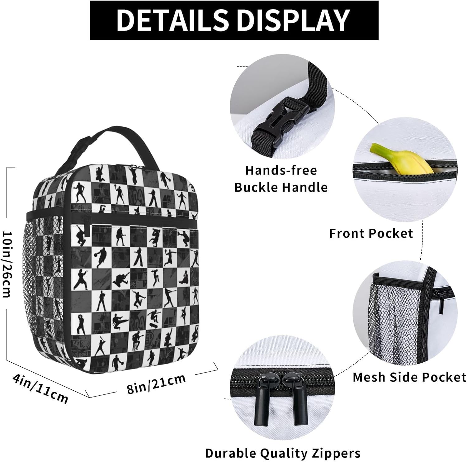 Miaoquhe Checkered Insulated Lunch Box Girls