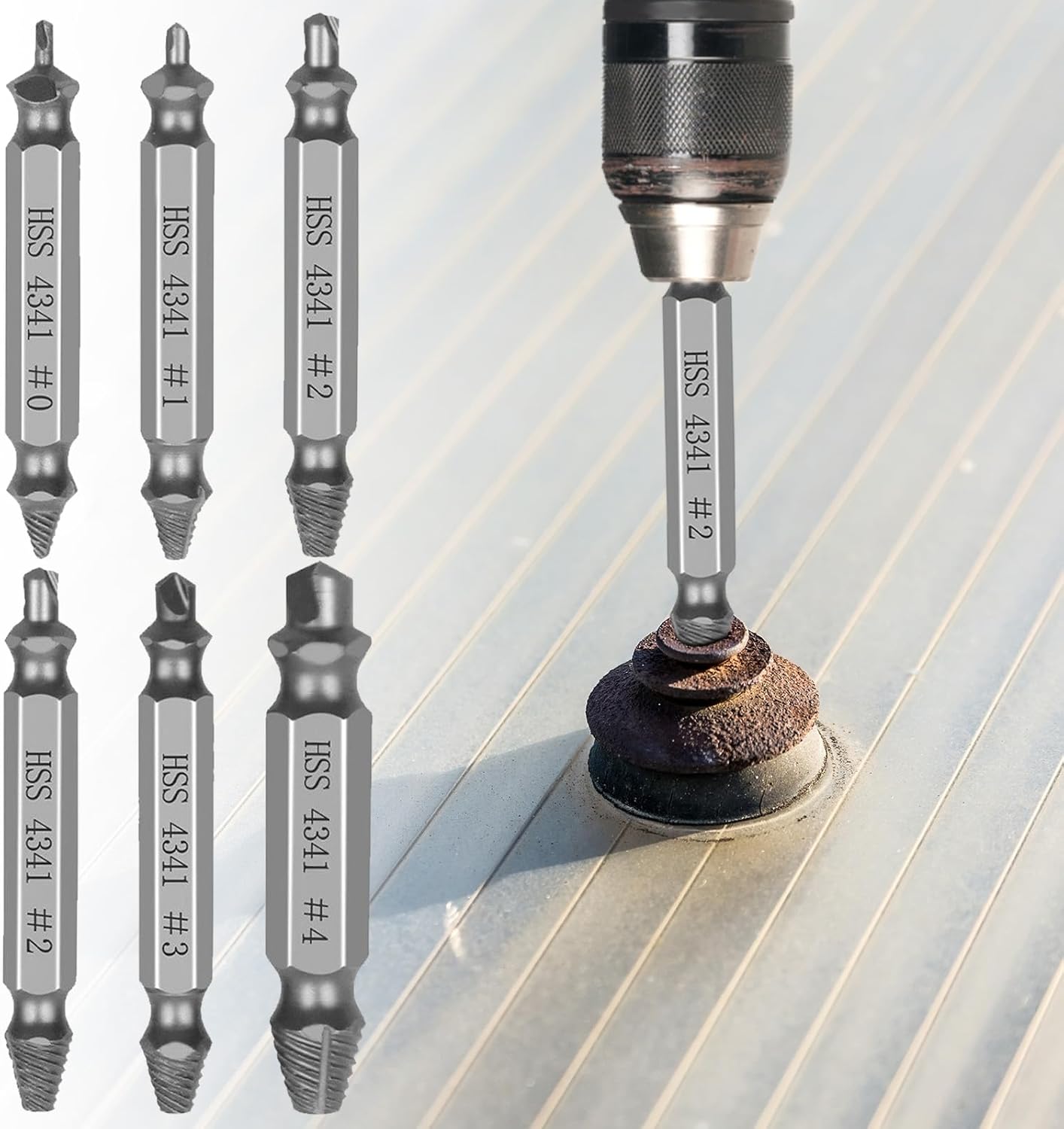 Damaged Screw Extractor Tools Sets, Stripped Screws Nuts & Bolts Drill Bit Tools for Easy Removal(Sliver)