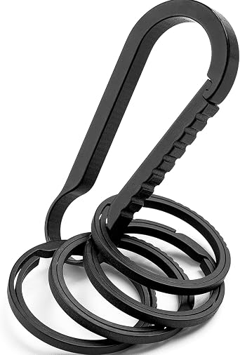 FEGVE Titanium Key Chain Clip with 4 Pack Side Push Key Rings, Men Keychain Hook Clip for Home Car Keys