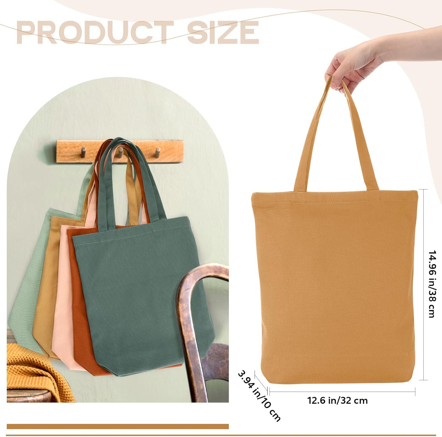 Reginary 10 Pcs Valentine Galentine Gift Reusable Canvas Grocery Shopping Tote Bag Bulk with Zipper for Women Employee Staff - Image 2