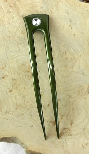 Miniatura 5 de Jwl aluminio anodizado Dos Prong Curved 6" Tenedores de pelo irrompible impermeable Pick Pic Pin TenedorHawaiian Style, Verde