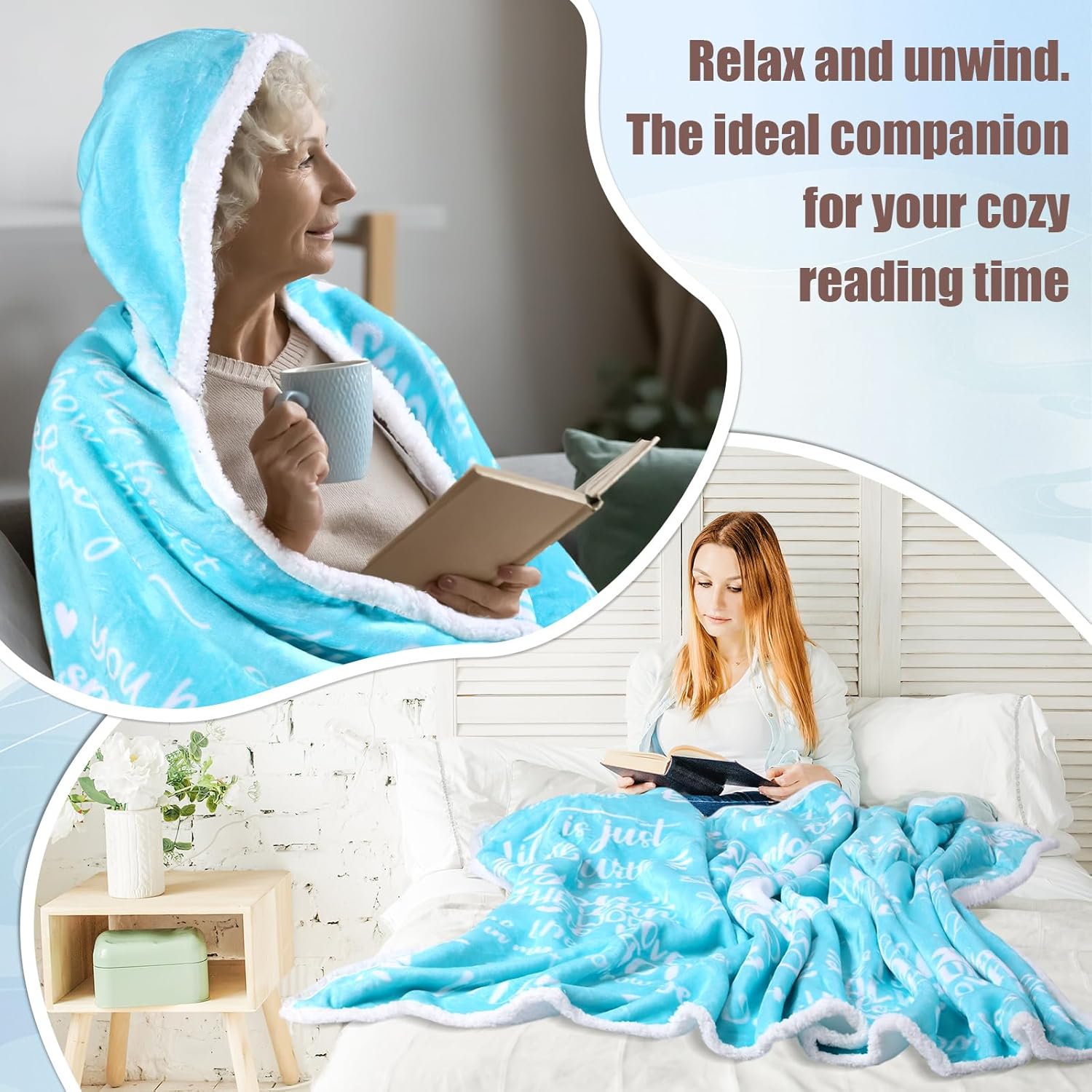 Best Mom Ever Hooded Wearable Blanket Hoodie Double Sided Fleece Valentines Mama Mother Wife Gifts from Husband(Blue) - Image 5