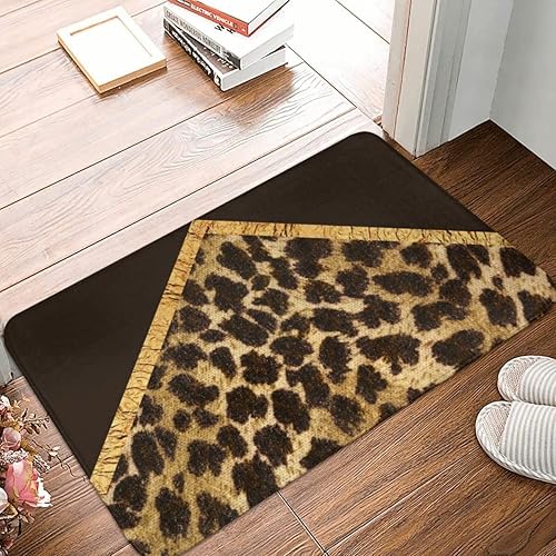 Tapetes de baño de leopardo negro y dorado, antideslizantes, absorbentes, suaves, de felpa, decoración de baño, para cocina, dormitorio, 16 x 24
