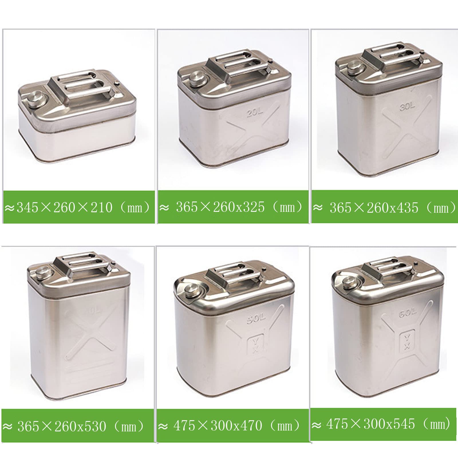Jerrican en Métal 10L/20L/30L/40L/50L/60L Carburant Métal Canister Bidon Métal，Jerrican en Métal Jerrican Essence pour Carburant,pour Essence Et Diesel,30L