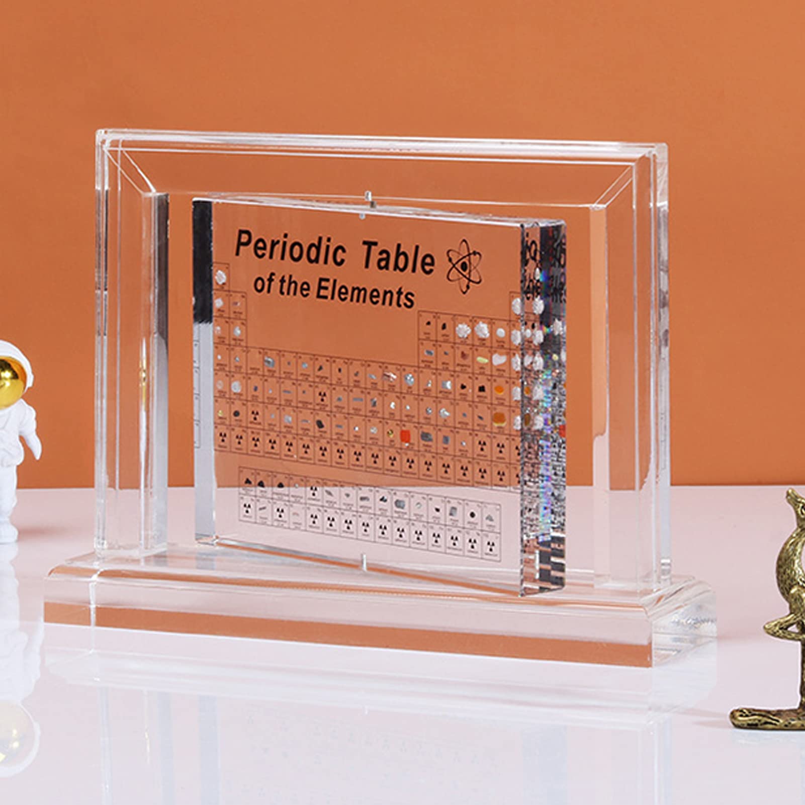 Tavola Periodica degli Elementi Chimici, Tavola Periodica in Acrilico con Elementi Reali all'Interno, Display per Tavolo periodico con Base Girevole a 360°, Strumento per Studenti e Insegnanti