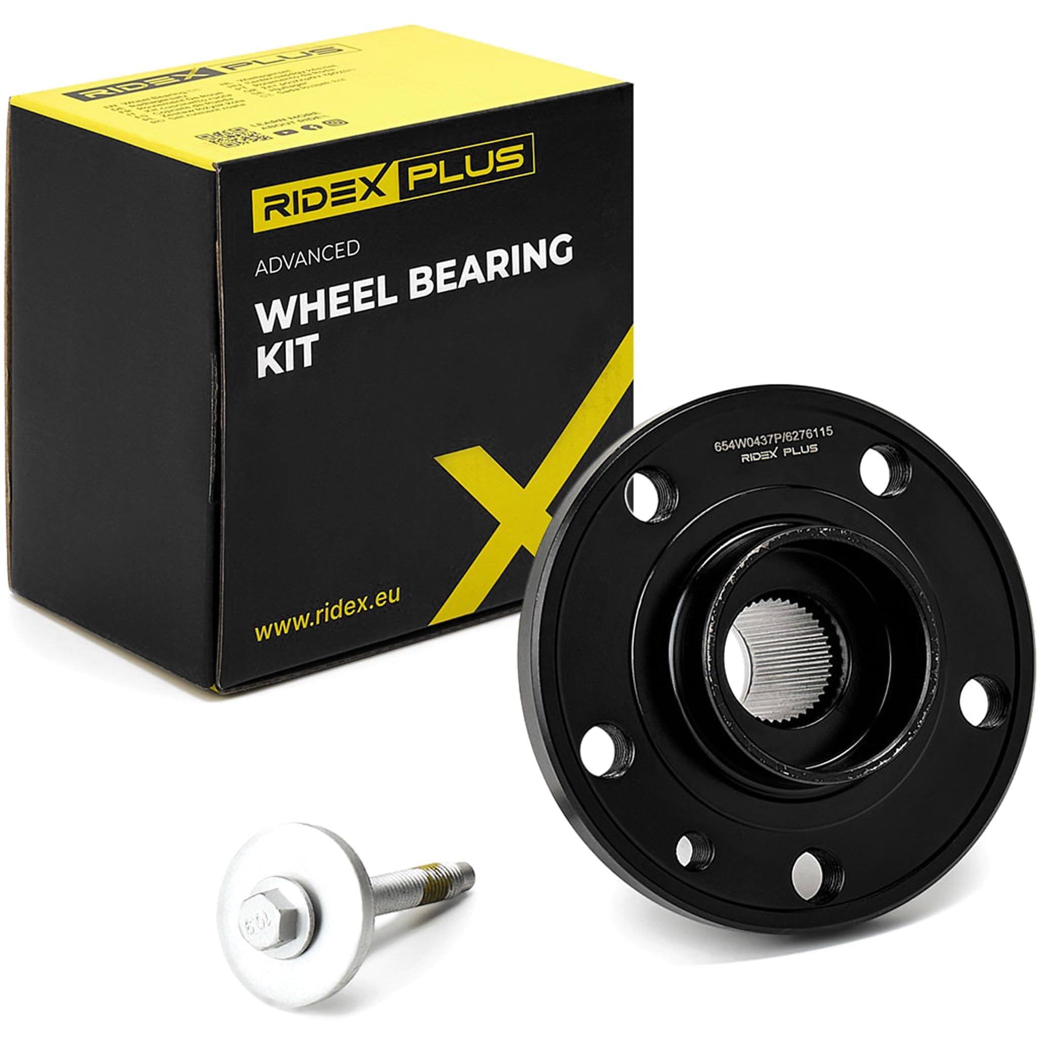 RIDEX PLUS 654W0437P Juego de cojinete de rueda Delantero, ambos lados con tornillo Compatible con VOLVO V50 545