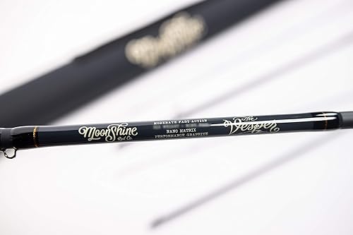 Miniatura 70 de Moonshine Rod Co. - Caña de pescar con mosca con funda de transporte y sección extra de punta de caña, acción lenta-media rápida