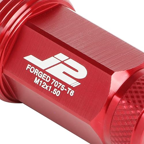 Miniatura 9 de J2 Engineering LN-T7-021-15-BK Negro 7075 Aluminio M12 x 1.5 20 piezas L 1.969 in Moleteado Tuercas superiores con adaptador