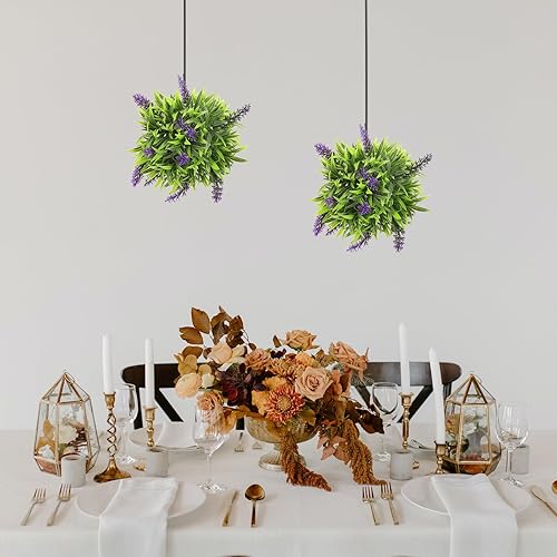 Miniatura 2 de DOITOOL 2 bolas decorativas de plantas verdes artificiales, bola de topiario artificial para colgar, plantas de boj artificiales para interiores,