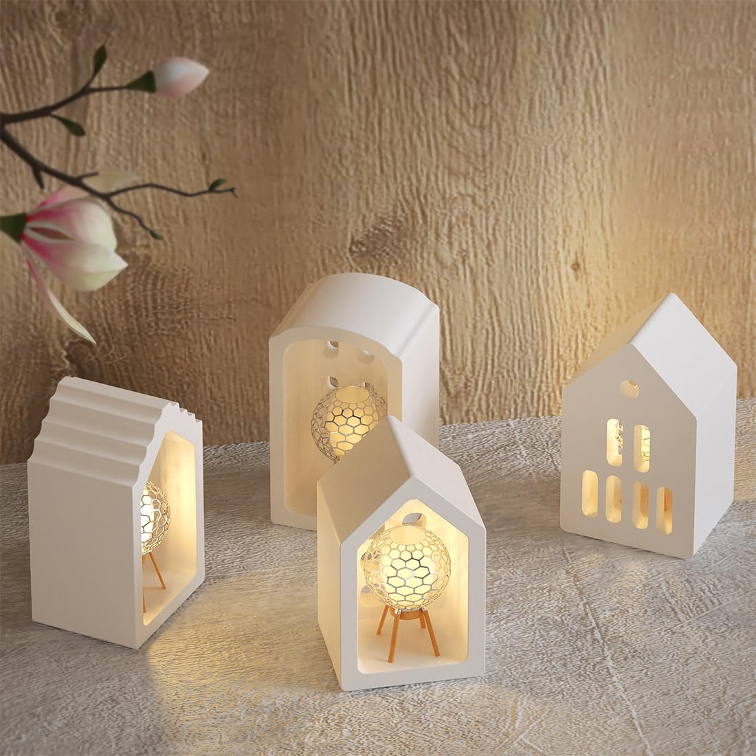 Voyyphixa 4PCS 3D House Silicone Moulds Candle Holder Resin Mould Home Christmas Ornaments Mould Epoxy Resin Casting Moulds for DIY Candle Soap Cake Clay Crafts - Image 4
