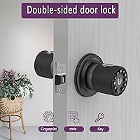 Vista 2 de Double Sided Keyless Door Knob Lock with Fingerprint and Keypad, Smart Doorknob with Dual Cylinders for Exterior or Interior Door(Double Sided