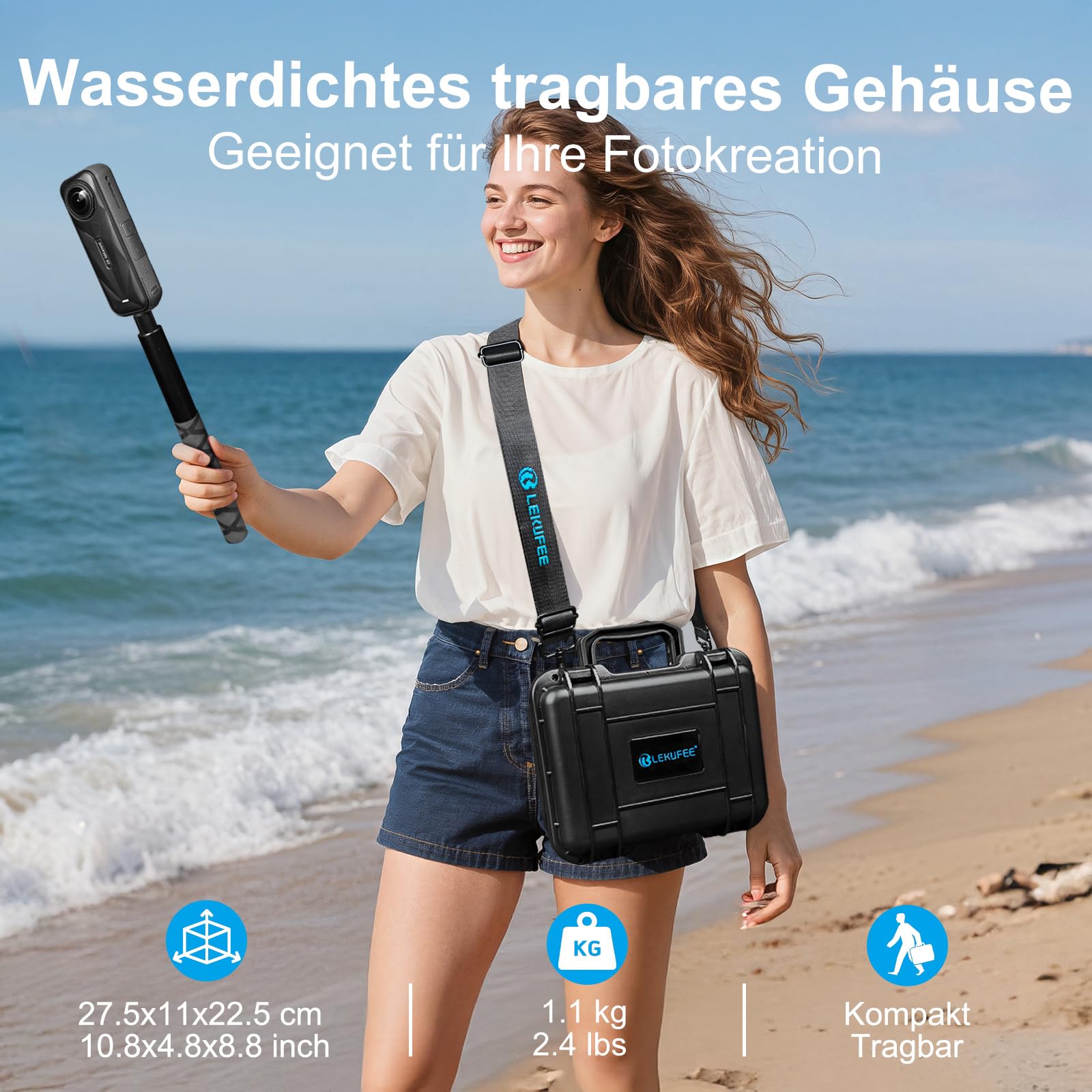 LEKUFEE Tragbare wasserdichte Tragetasche für Insta360 X5/X4 Air/X4/x3,Must-Have-Bundle,Starter-Bundle und Zubehör (nur Koffer)
