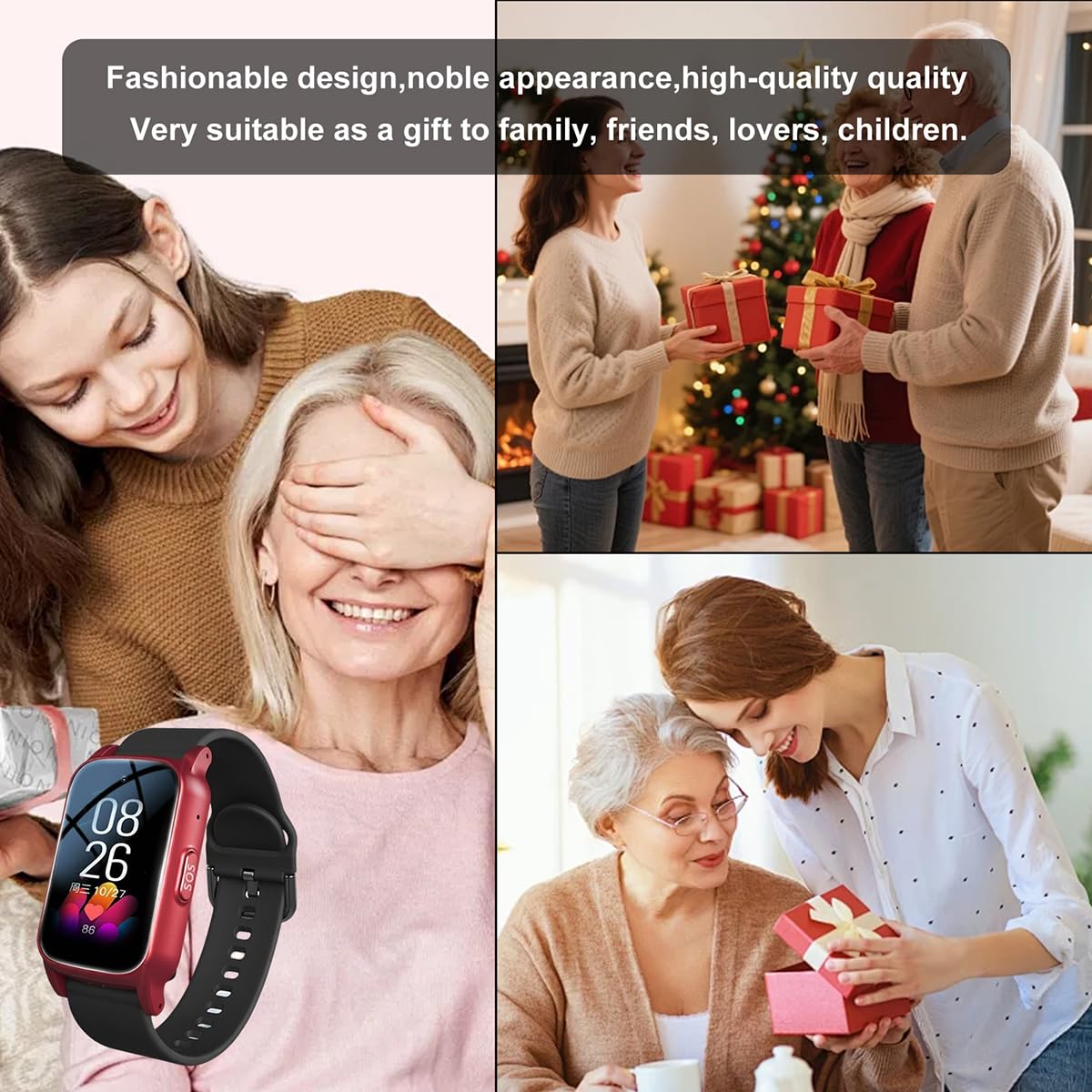 Montre Urgence Senior Montre 4G pour Seniors avec Détection De Chute Personne Âgée Bouton SOS Appels Vidéo HD Idéal pour Les Soins des Personnes ÂgéesRed,1.25 * 0.57 * 2.22inch