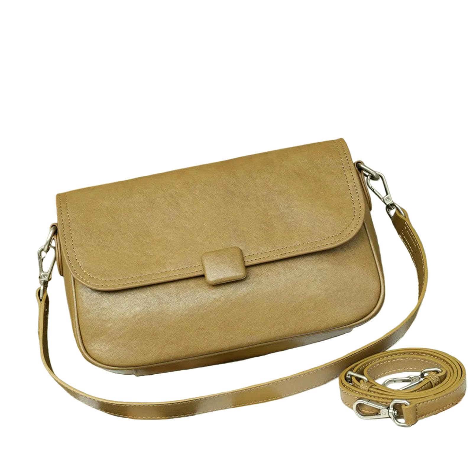 Borsa a Tracolla da Donna Pochette Spalla Convertibile E Borsetta Ascellare Mini Quadrata-Giallo Terra