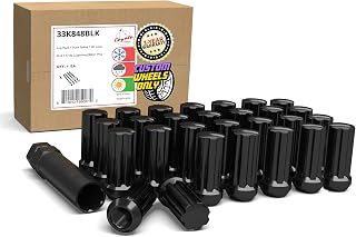 Wheel Accessories Parts 32 Pcs M14x1.5 14x1.5 Thread Truck 1.90" Long Spline Lug Nuts Black 7 Spline Hex Fits Chevy Silverado GMC Sierra 2500 3500 Ford F250 F350 Ram 2500 3500