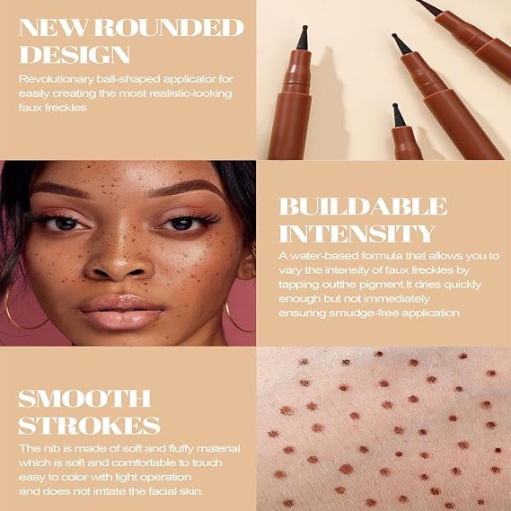 Freckle Makeup Pen - Waterproof Freckle Pen, Face Freckle Pen, Point Liquid Mole Pen, Natural Realistic Freckle Makeup Pen with Small Dots | Long Lasting Cosmetic Dot Spot Pen, Quick Dry Makeup Facial