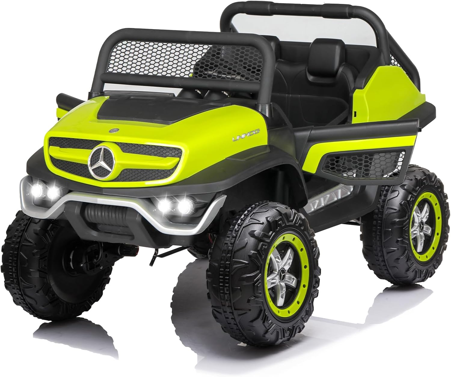 24V 2 Seats Kids Ride on Car Toy with Remote Control Licensed Benz Unimog Electric Car for Kids Battery Powered Electric Vehicle with LED Light, Bluetooth, Music