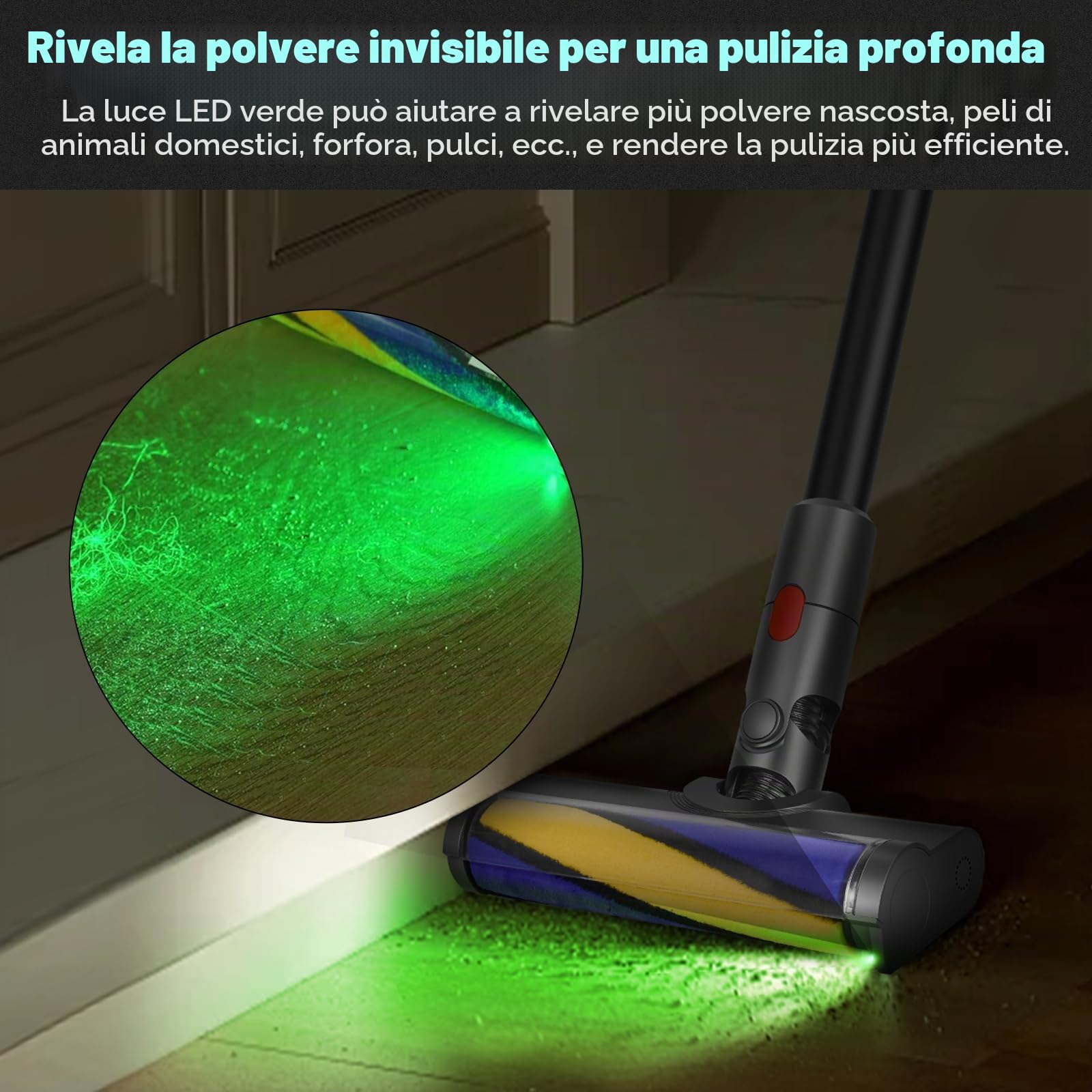 V8 LED Spazzola Morbida per Dyson V11 V8 V10 V15 V7 Scopa Luce Ricambi Rullo Spazzola Morbido per Dyson Accessori Testina Elettrica Bocchetta per Pavimenti Duri Parquet e Angoli Stretti