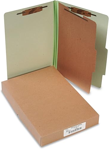 ACCO 16044 Carpetas de clasificación de cartón prensado de 25 puntos, legal, 4 secciones, verde hoja, 10/caja
