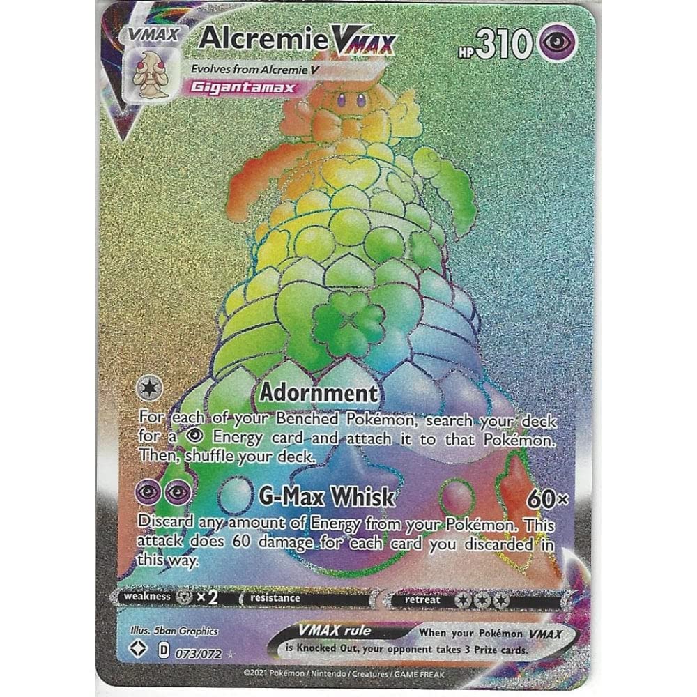 Pokemon Carta Collezionabile Alcremie VMAX 073/072 - Arcobaleno Olografica Rara - Set Splendente Fates - Multicolore