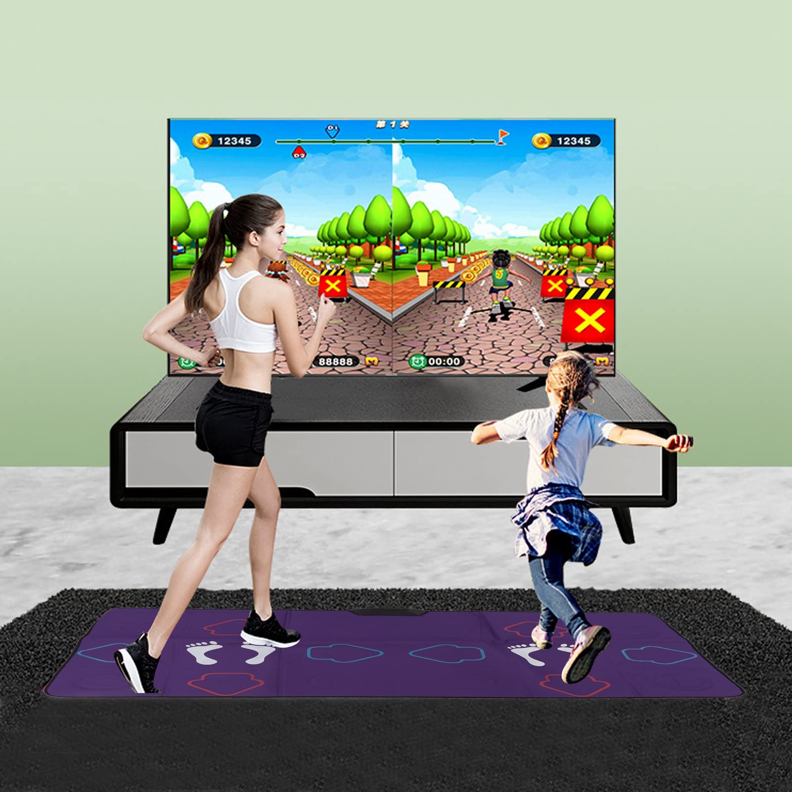 flexman Dance Mat for Kids and Adults, Double User TV Wirelessly Dance Mat with HD AR Camera 2 Remote Control, Musical Electronic Non Slip Dancing Step Pad for Home Gyms