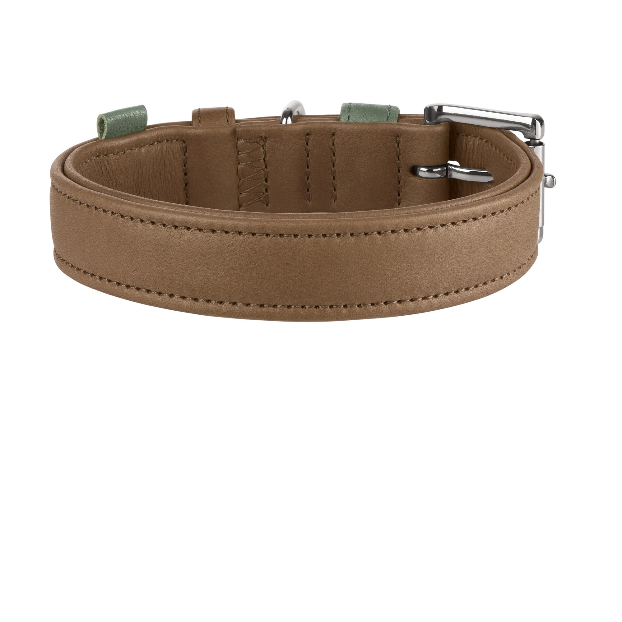 Hunter Obroża dla psa Portofino ze skóry premium, bardzo miękka tapicerka i przyjazna dla skóry, z wywiniętymi krawędziami, szlachetna w dotyku, Made in Germany, kolor: taupe/turkusowy, rozmiar: 65