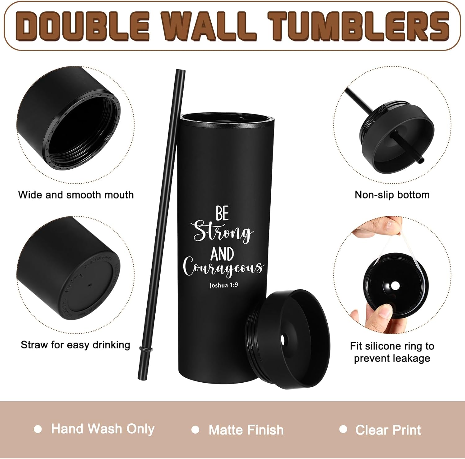 10 Pcs 10 Pcs Christian Gifts for Men 16oz Christian Tumbler Inspirational Bible Verse Skinny Tumblers Plastic Religious Cups Insulated Coffee Travel Mug for Religious Church Gifts (English) - Image 2