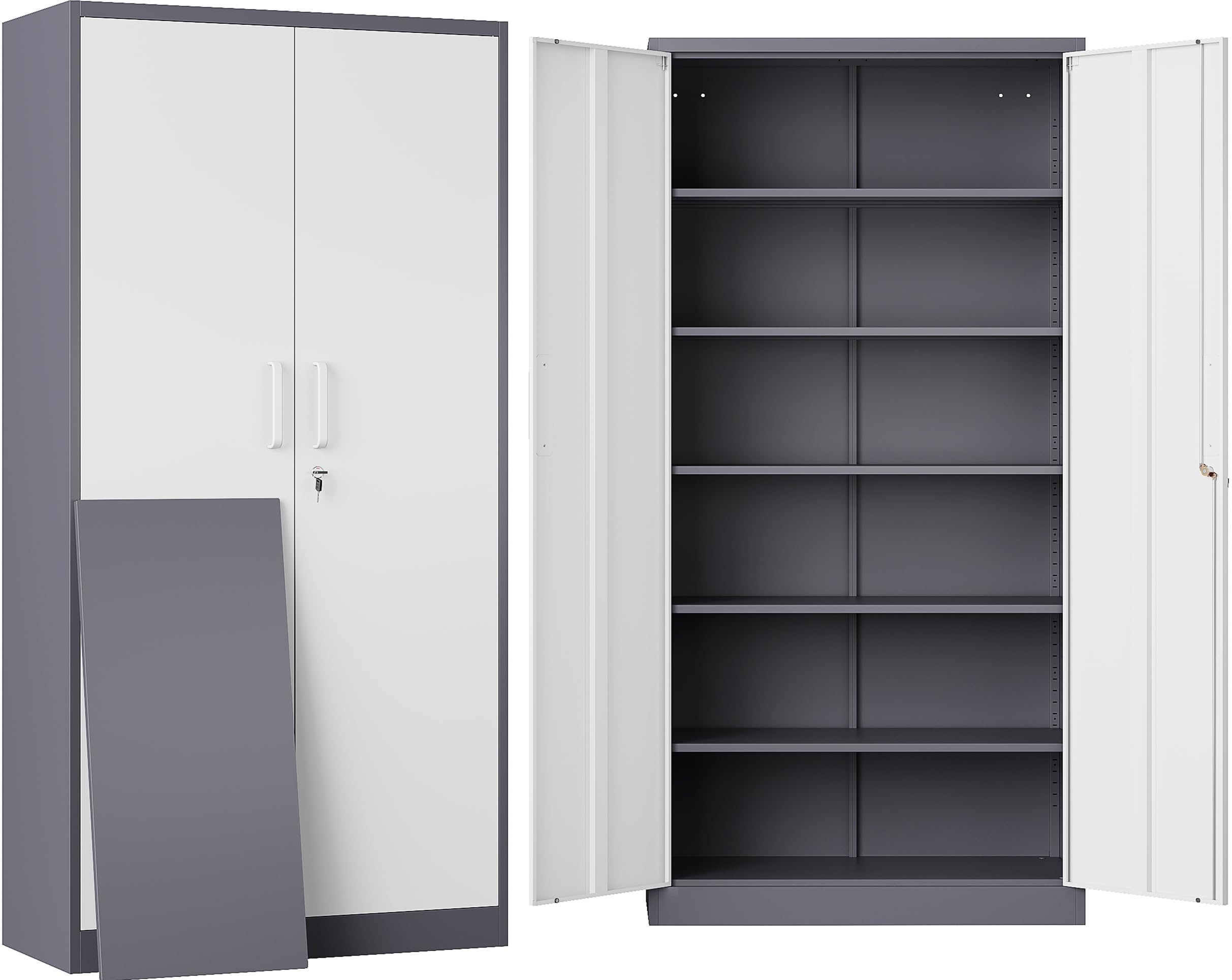 SISESOL 6 Tier Storage Cabinet with Doors and Shelves,71" Tall Metal Storage Cabinet with Lock Door Adjustable Shelf, Steel Lockers for Office, Home,School,Kitchen,Garage Tool Utility Cabinet