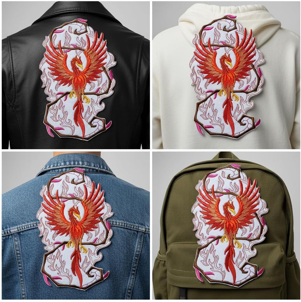 Custom Legendary Mythical Unique Dragon (Phoenix in Fantasy Flames) Embroidery Iron On/Sew Patch [5.85" * 9.38""][Made in USA]