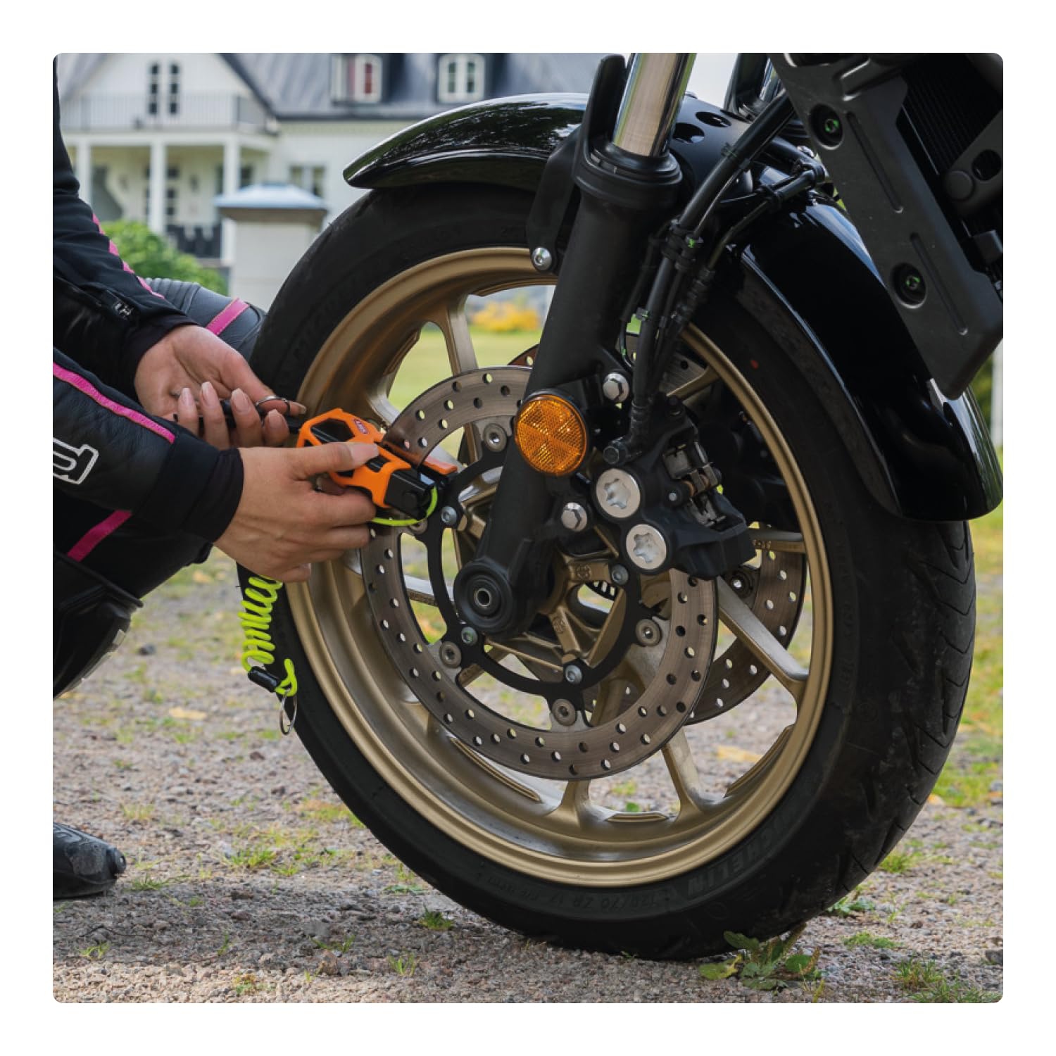 ABUS Bremsscheibenschloss Granit Sledg 77 grip yellow - Motorradschloss mit sicherem XPlus Zylinder und Erinnerungskabel - ABUS Sicherheitslevel 17 - Gelb