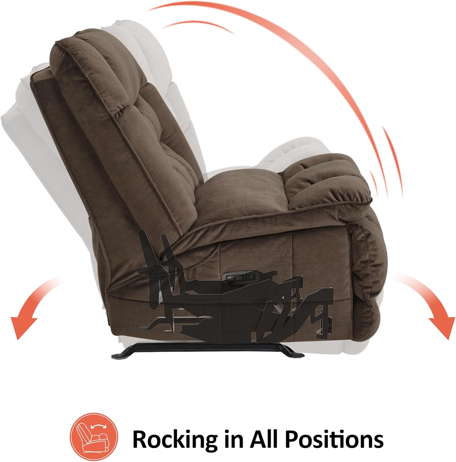 Diagram showing independent movement of the footrest and backrest on the MCombo PR607 recliner.