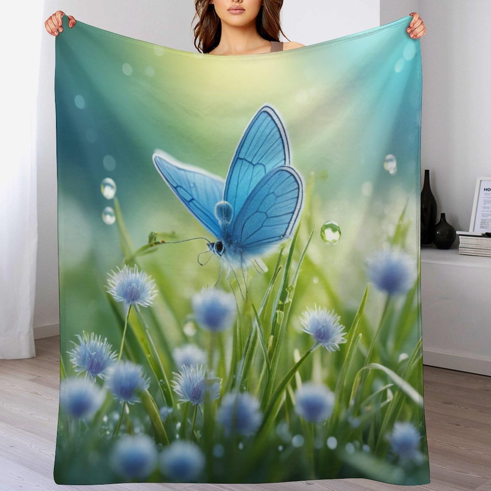 Couverture de luxe à chaud en flannel papillon pour grand canapé