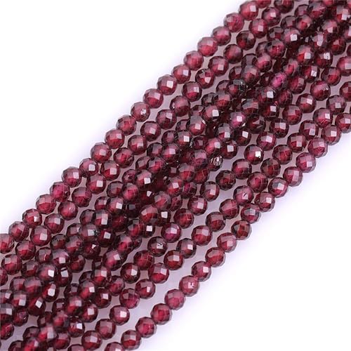 GEM-Inside - Cuentas pequeñas de piedra natural de color rojo oscuro granate facetado redondo espaciador pequeño para hacer joyas 15 pulgadas disponible en Yaxa Costa Rica