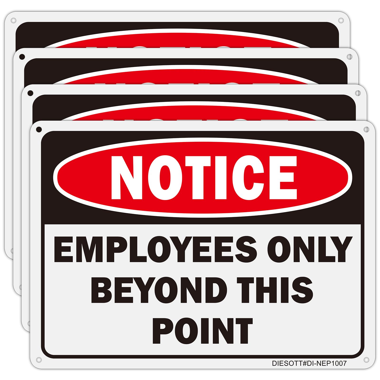 4 Pack Employees Only Beyond This Point Signs, 12x8 inches Aluminum Notice- Employees Only Sign, No Customers Allowed In Work Area Staff Only Sign For Door, Durable Ink, Easy To Mount